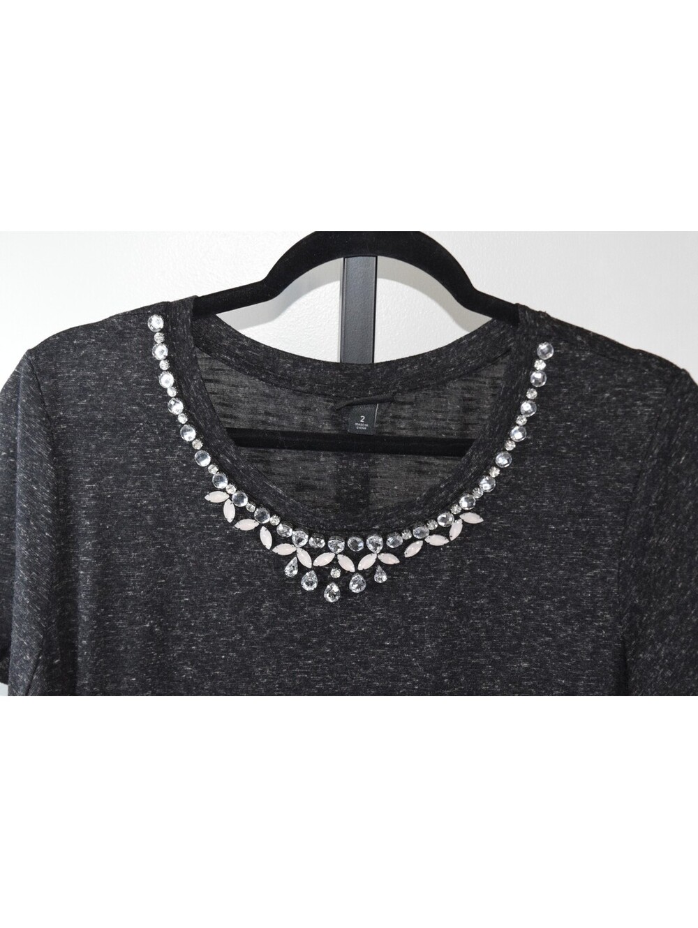 Torrid Jeweled Necklace Collar T-Shirt, Heather Charcoal, Size 2, Elevated Basic - Picture 4 of 7